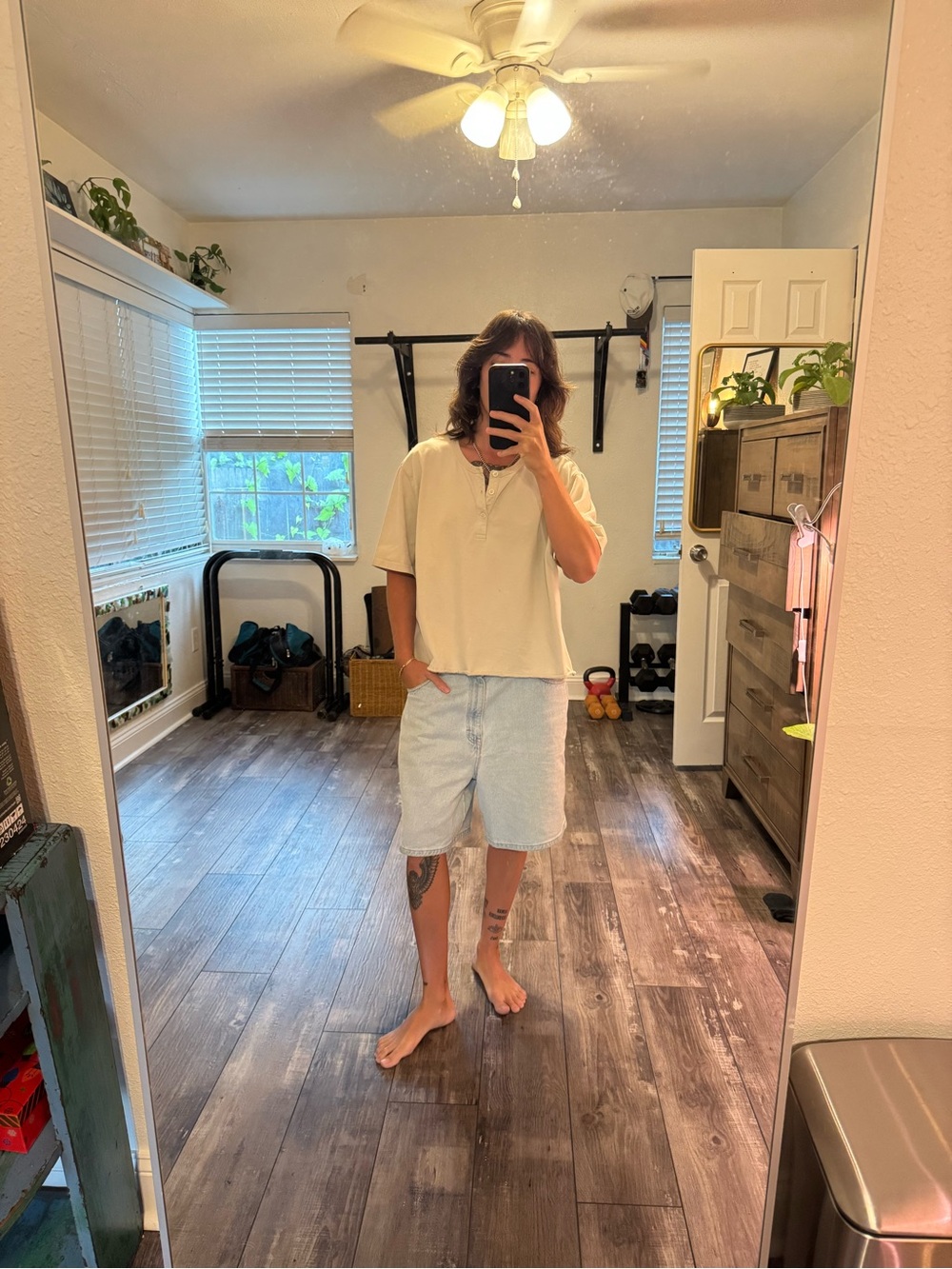 Goodfellow & Co Cream Short Sleeve Henley Tee